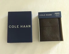 NIB Men's Cole Haan Leather Trifold Wallet Chocolate Colored