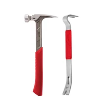 NEW Milwaukee 22 Oz. Milled Face Framing Hammer with 15 In. Pry Bar Grip Handle