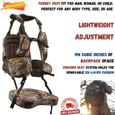 Lightweight Turkey Vest Jacket Frame Hunting Camping Trek Tactical Seat Backpack