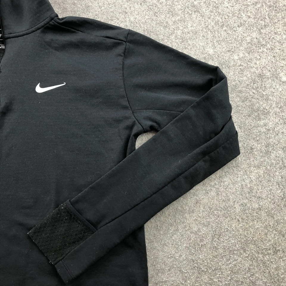 Nike Pullover Mujer Pequeño Negro 1/4 Cremallera Dri Fit Tejido Waffle Polar Correr Foto 3 de 4
