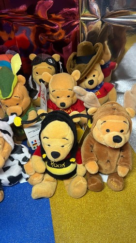 Job Lot • Winnie The Pooh Disney Store Plush Beanies Dressed Up • With Tag •x 17 - Picture 4 of 21