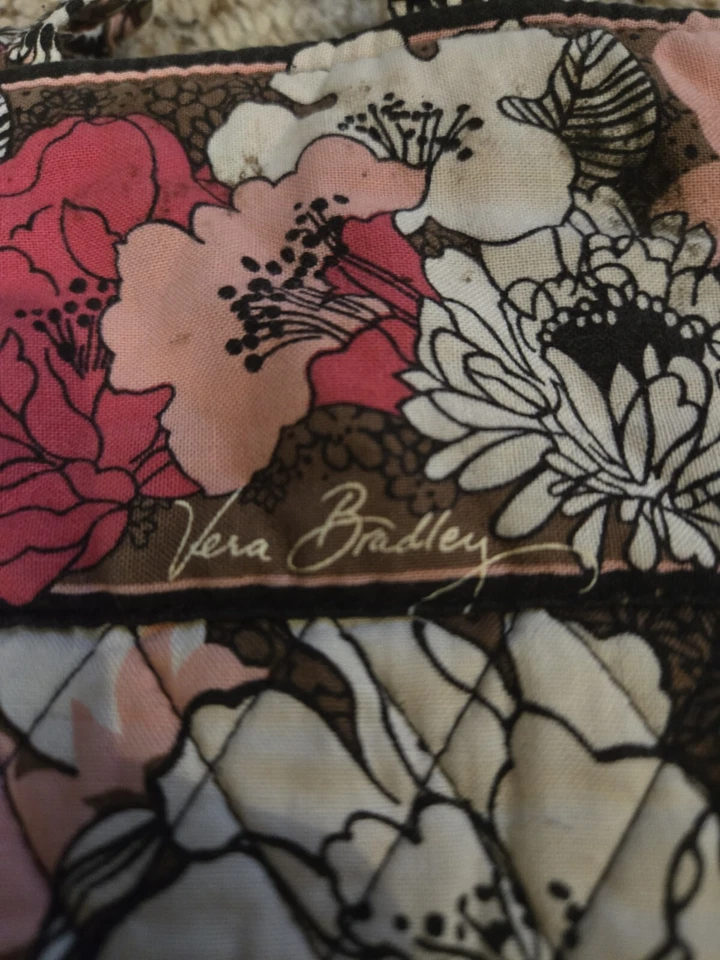 Bolso de Mano Vera Bradley Rosa Floral Cachemira Doble Asa Trasero Talla 11.5"x14.5"x4.5" Foto 3 de 4