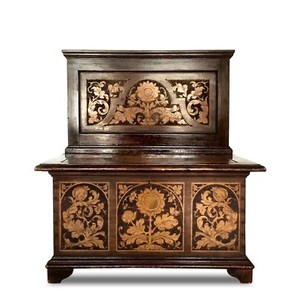 Truhenbank Antik Zierliches Mobel Floral Geziert Vollholz Sitztruhe Ebay