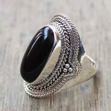Black onyx Ring 925 Sterling Silver Band Statement Ring Handmade Ring Size C78