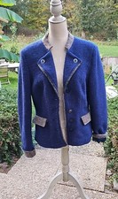 Heine Jacke Blazer Gr.42 Wolljacke-Filz  Blau/Grau Janker Damenjacke Weste 