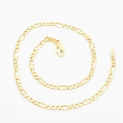 2,5 mm Figarokette Fußkettchen mit Karabinerverschluss echt 10 Karat Gelbgold 10 Zoll - Bild 1 von 4