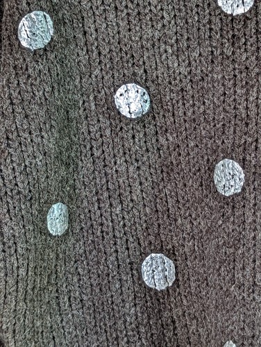 JOA Women's M Sweater Chunky Grey Silver Polka Dots Knit Los Angeles LS Warm - Picture 15 of 19