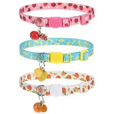 Breakaway Cat Collars with Bell Cute Pendants, 3 Pack Adjustable Fruit