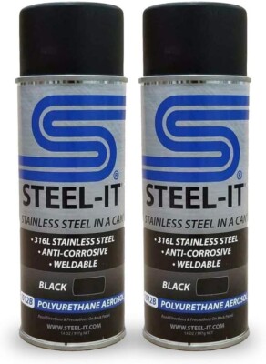 Steel-it 1012D Black Polyurethane Stainless Steel Spray 12oz Can Pack of 2