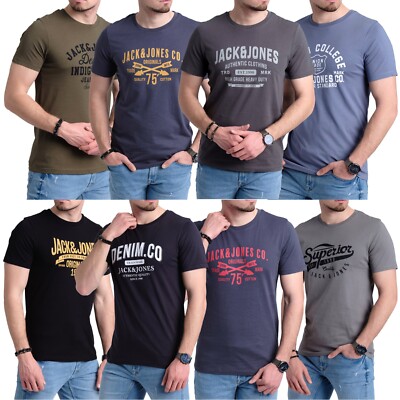 Jack & Jones Herren T-Shirt Logo Print Slim Shirt kurzarm Rundhals Baumwolle
