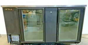 True TBB-3G-HC-LD 69" 2 Glass Swing Door Back Bar Refrigerator Cooler W/Lighting