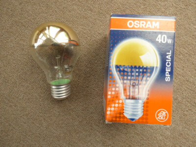 Osram Glühlampe Standard E27, 40W, Kuppe gold, AGL, kuppenverspiegelt