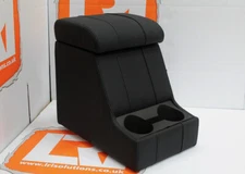 LRI black stitch LEATHER arm rest cubby box +cup holders Fit Land Rover Defender