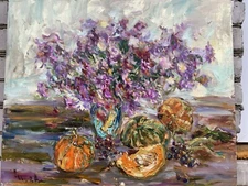 ORIGINAL Oil Painting on canvas   Flowers Painting Impressionism,60х80 Cm