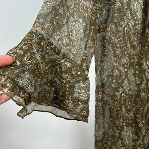 J. Jill Silk Robe Paisley with Ruffles 8 - Picture 4 of 8