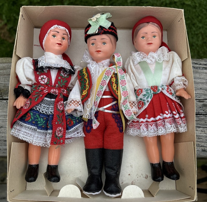 (3) Panenky Czechoslovakian Folk Dolls National Costumes Vintage 8 Inch