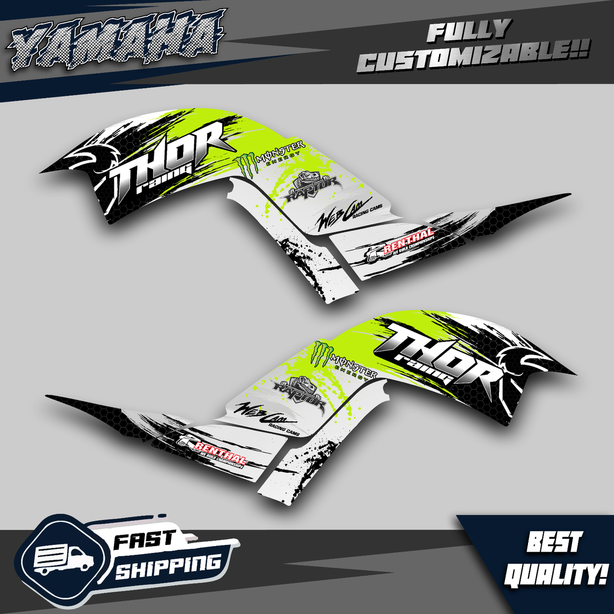 Kit Autocollants Yamaha Raptor 700R - Personnalisation Gratuite, 2013 à 2025, Multicolore