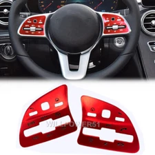 Red Aluminum Steering Panel Button Trim Cover Fits 20-23 X247 GLB200 GLB250
