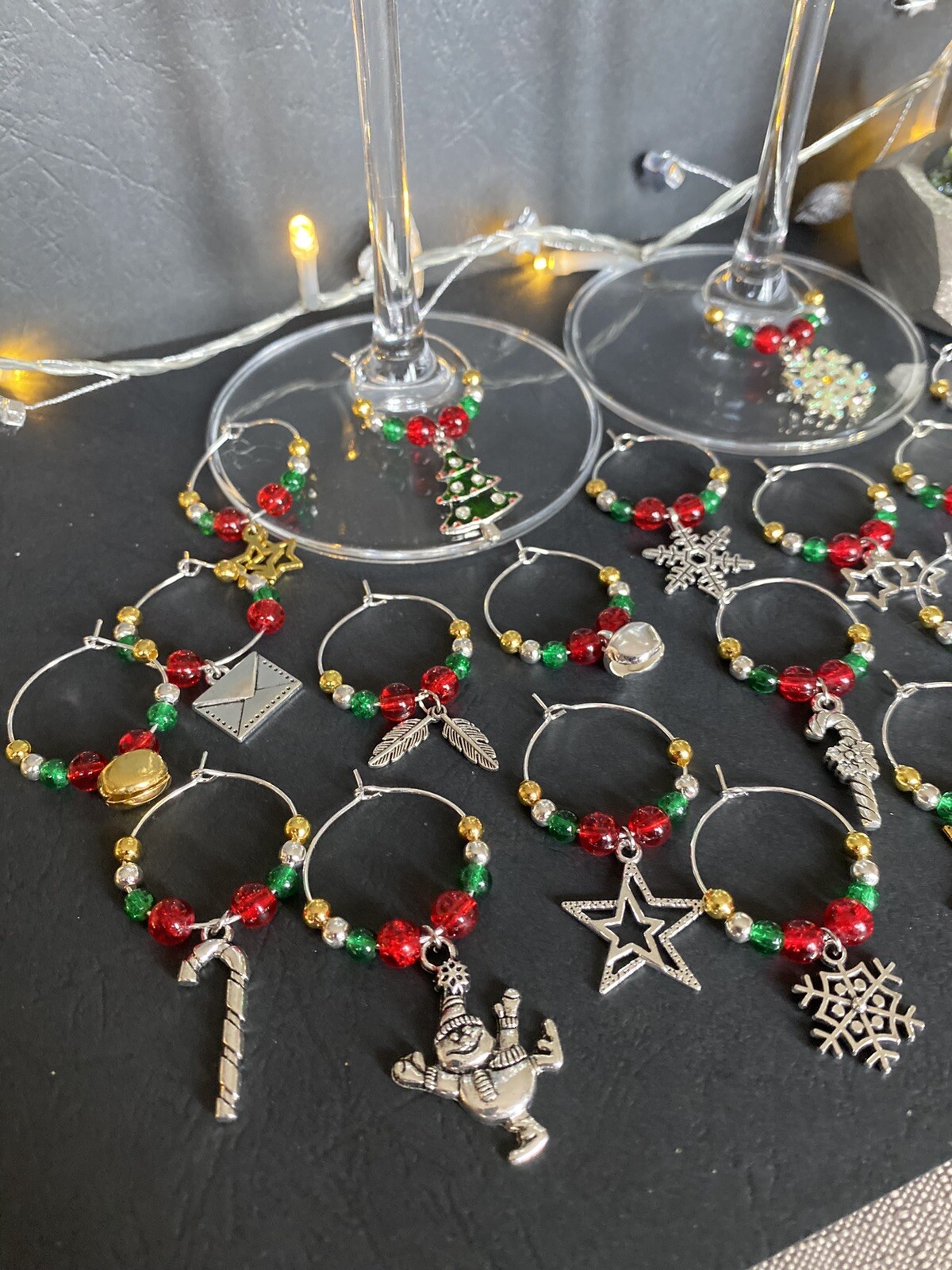 Large Party Set Of 23 Luxury Christmas Wine Glass Charms eBay