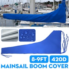 Blue 420D 8-9ft Sail Cover Mainsail Boom Boat Cover Waterproof Anti UV Sunshade