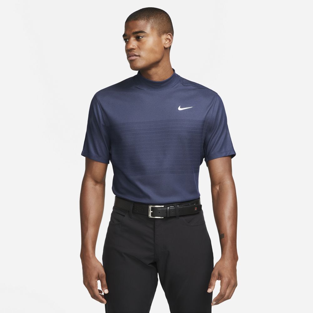 2023 Tiger Woods Mock Neck Golf Polo Shirt DR5324-410 MSRP 2023 Tiger Woods Mock Neck Golf Polo Shirt DR5324-410 MSRP