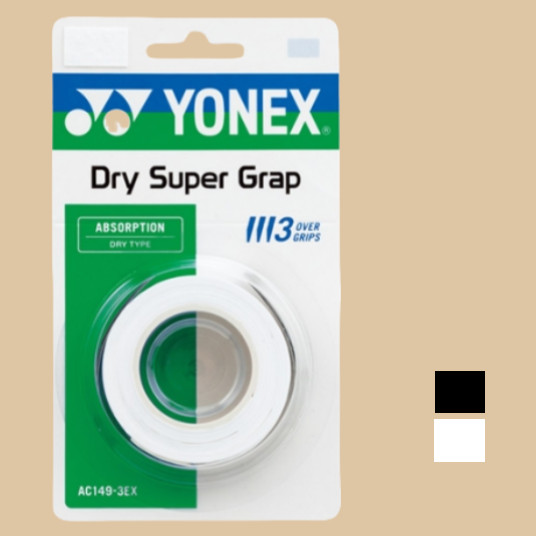 Лента для ракетки YONEX Dry Super Grap Tennis Badminton Grip 3шт Белый черный AC149EX 4590₽