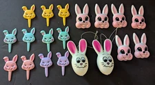 Lot of 19 Easter Decorations Cupcake Topper - Sun Hill Bunny Egg  Cake Pop Tops