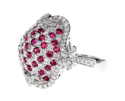 Simulated 3.20 TCW Round Cut Ruby & Sapphire Turtle Shield Design Women's Ring - Picture 3 of 10