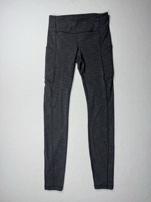 Lululemon Speed Up Tight 28  Size 4 Heathered Black Luxtreme Pockets Run