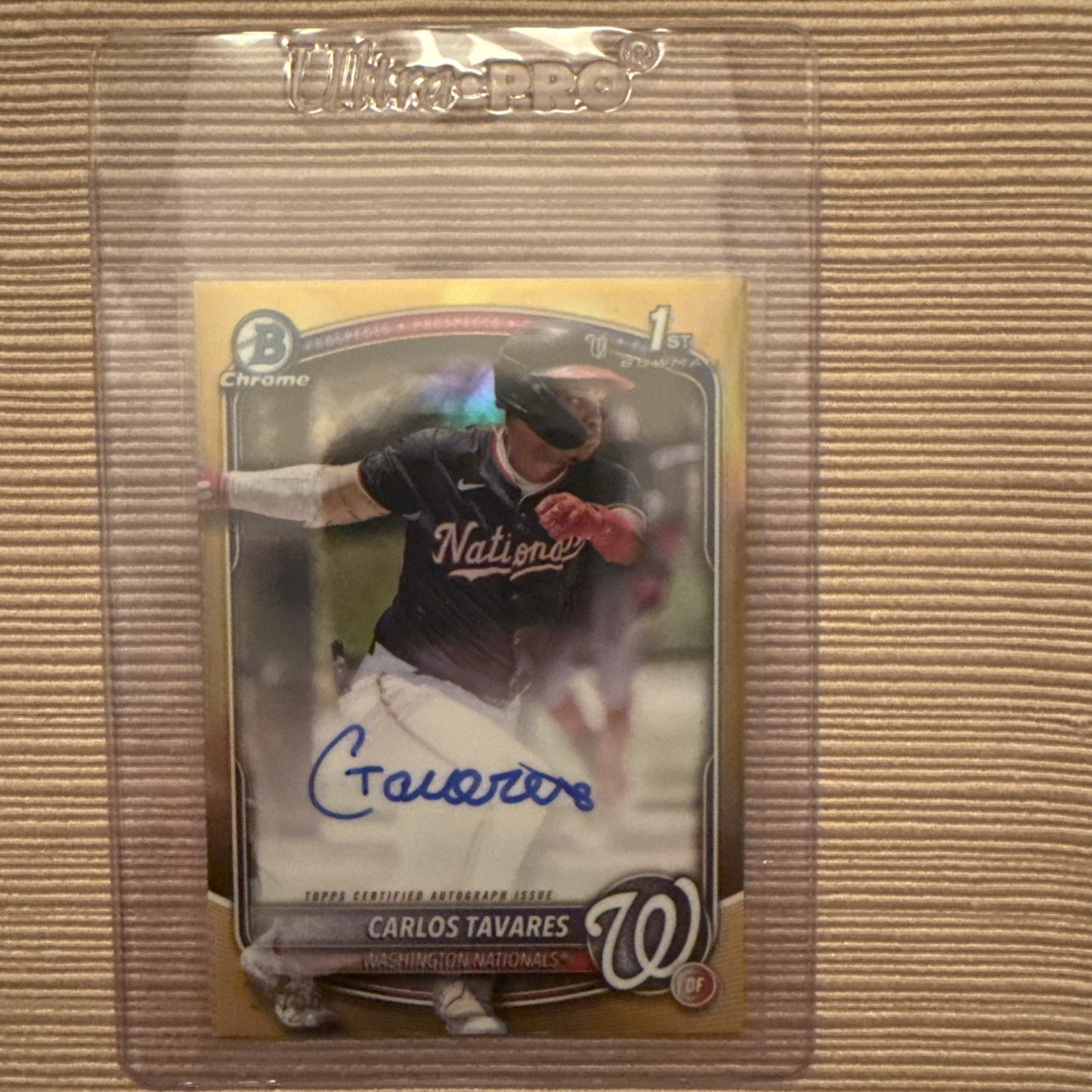 2025 Bowman Chrome CARLOS TAVARES 1st True Gold Refractor Auto /50 Nationals