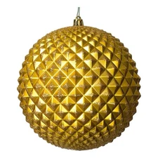 Vickerman 6" Plastic Durian Glitter Ball Ornaments in Gold (Set of 4)
