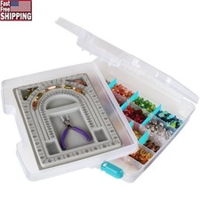 Jewelry Storage Box Quick View Craft Organizer W/ Removable Dividers Bead Tray