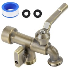 Bronze 2 in 1 Double Outdoor Faucet, Brass Material, Wall Mount, 3/4 inch NPT...