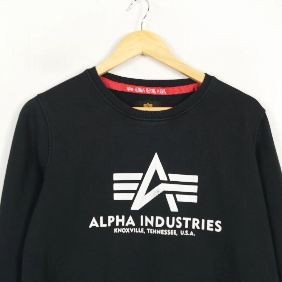 Pull en jersey noir col rond ALPHA INDUSTRIES pour homme taille 16 ans - Photo 3/4