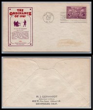 US FDC # 795 3c Ordinance, NW Territory  IOOR  S.cancel 1937, 9Q6282