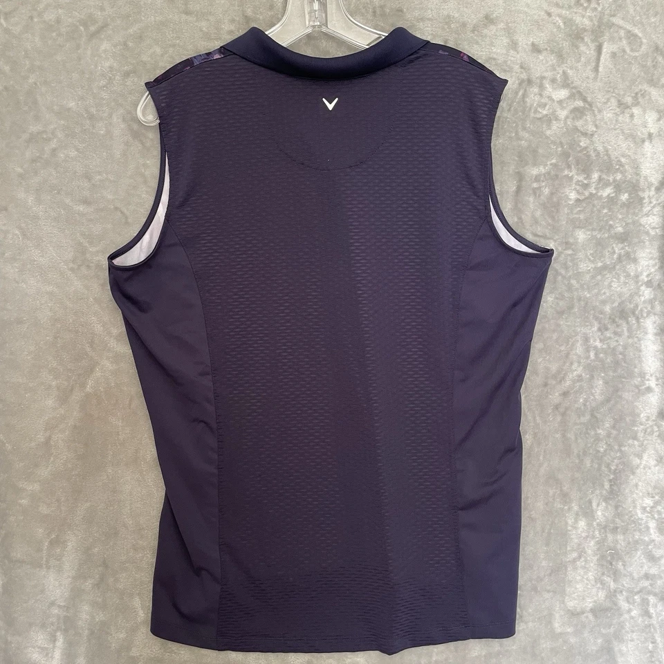 Camisa polo de golf Callaway Dri Fit XL sin mangas púrpura con cuello de tenis para mujer Foto 3 de 4