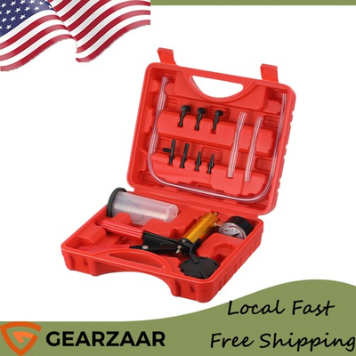 #ad Hand vacuum pressure pump tester Brake Fluid Bleeder Bleeding Kit Box $14.50