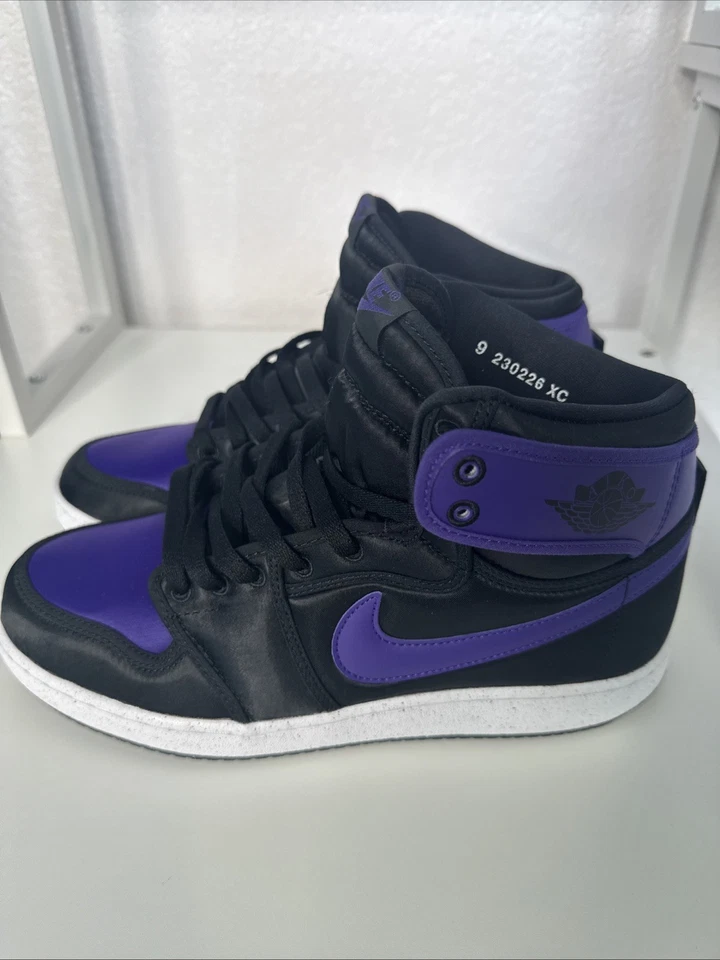 Nike Air Jordan 1 Retro Ajko 1 Alto Preto-Campo Roxo Cetim Masculino Tamanho 9 Novo - Imagem 3 de 4
