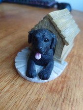 Leonardo Collection - Black Labrador In Dog House Figurine