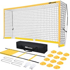 12x6FT Teens Adult Portable Soccer Goal Net with Agility Ladder, 12 Soccer Cones
