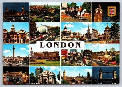 Postcard London Multiple Views Landmarks Coca Cola Sign England Unposted