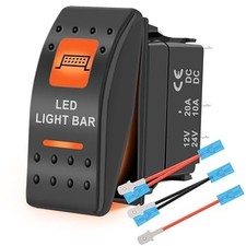 LED Light Bar Waterproof Rocker Switch Toggle On-Off 12V 24V 5Pin SPST Orange Ba