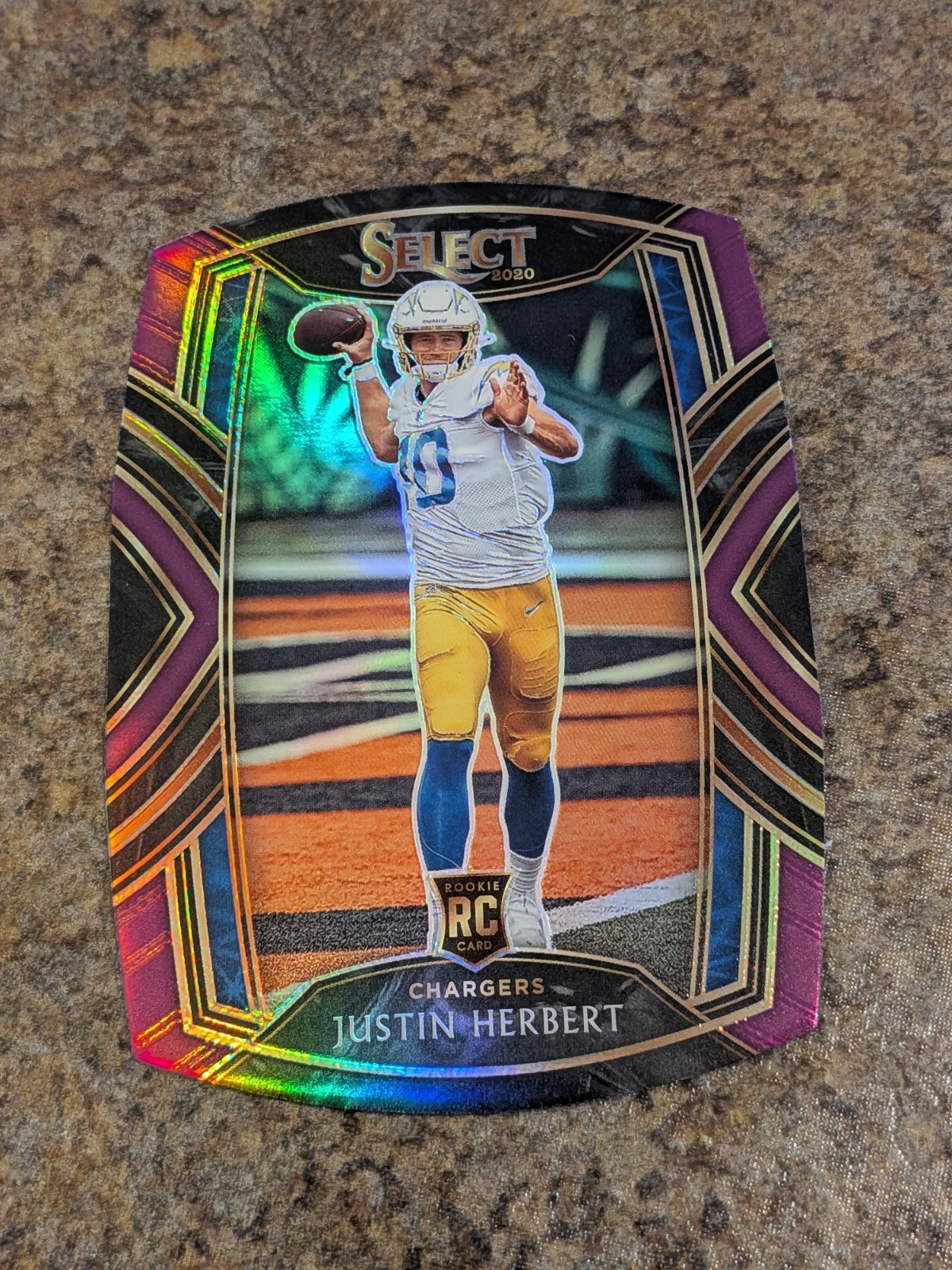 2020 Panini Select - Club Level Justin Herbert #244 Purple Prizm Die-Cut (RC)