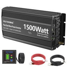 Power Inverter 1500Watt Pure Sine Wave Inverter DC 12v to AC 110V-120V with Remo