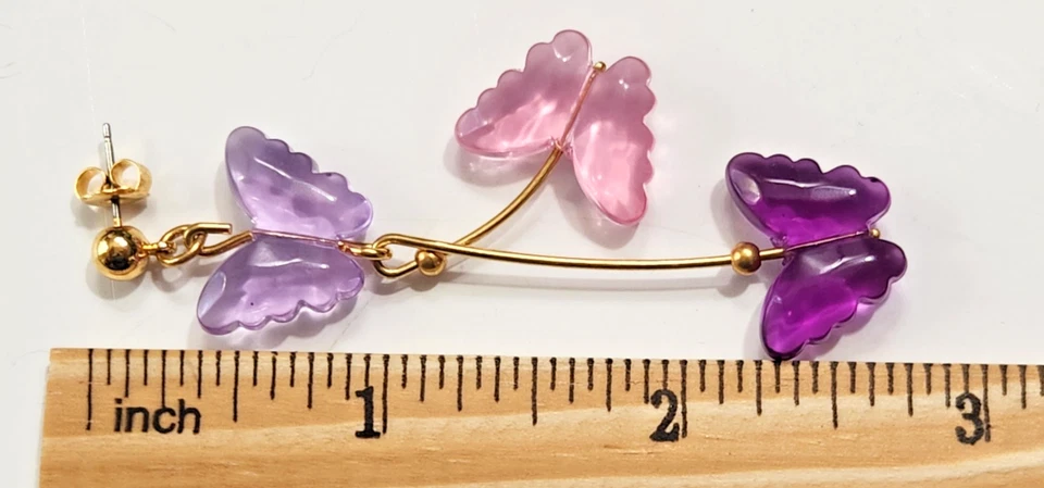 Lote de 3 pendientes perforados caprichosos divertidos corazones mariposas elefantes felices Foto 3 de 4