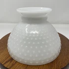 Vintage 6” Tall Hurricane Oil Lamp White Milk Glass Hobnail Lamp Shade 8” Fitter