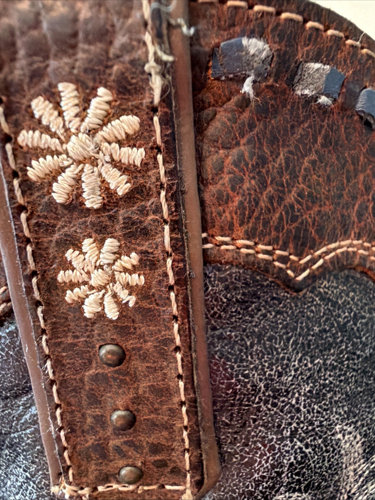 Ariat Pattern Designs Ariat Daisy Western Boots Women 7B Brown Leather Suede Embroidered Snip ...