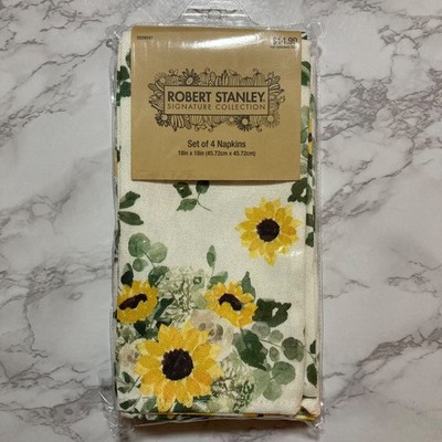 Farmhouse Robert Stanley Sunflower Napkin Set of 4 Home Decor Dining 18 x 18