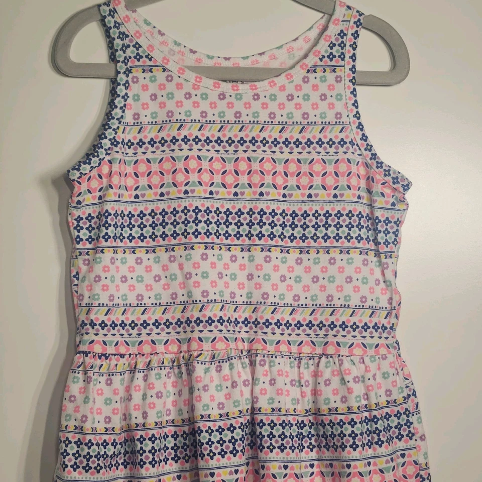 Carter's Geo 印花汗布波西米亚连衣裙 7 码 — 第 2/4 张图片