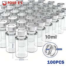 100pcs 10ml Glass Vials Sample bottle Headspace Vial 20mm Crimp Top Caps HPLC